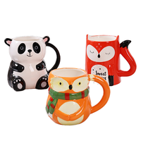 Mugs en céramique multicolores personnalisés avec des animaux mignons en 3D, faits à la main, écologiques, pour le café, le lait, l'eau, pour les voyages, pour la rentrée scolaire
