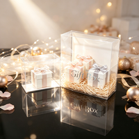 Boîte carrée transparente en PET avec logo personnalisé et fond à fermeture automatique, emballage cadeau élégant pour petits cadeaux