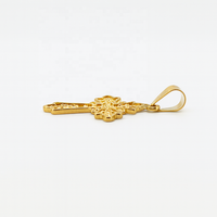 Pendentif Croix Chrétienne Ornée en Filigrane Or 14K Fait Main JJ BRAVO, Détails Floraux, Bijoux Fins, Sans Nickel, Sans Plomb