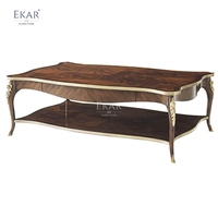 Table basse EKAR Vanguard Grand Manor |   Table basse de style anglais en bois de burl de luxe |