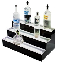 Présentoir à bouteilles en acrylique LED, trois étagères, support à bouteilles pour magasin de vin, glorificateur de bouteilles LED personnalisé