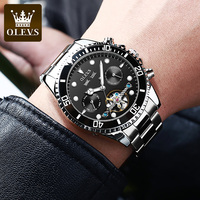 Montre-bracelet mécanique de luxe pour homme OLEVS 6605, design OEM tendance, prix bas, étanche, entièrement en acier inoxydable, logo personnalisable.