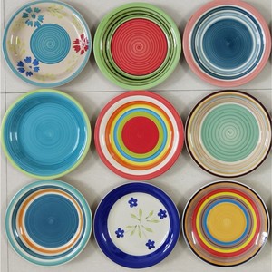 Murah warna-warni <span class=keywords><strong>7.5</strong></span> inci periuk dilukis tangan piring Salad keramik piring makanan penutup - Product Image 1
