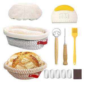 Cotton Banneton Bread Proofing Basket Set Oval Round Bread Baskets with Liners Covers for Artisan Bread <b>Baking</b> - Product Image 1