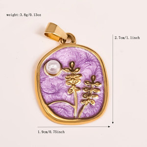 14k 18k Gold Plated 316L Stainless Steel Jewelry Enamel <b>Charm</b> With Flower And Heart <b>Charms</b> for Bracelet Necklace Jewelry Making - Product Image 6