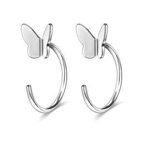 Butterfly Clip-On <b>Earrings</b> Stainless Steel C-Ring Simple Korean Style Elegant Fashion Cuff <b>Earrings</b> - Product Image 1