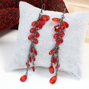 Fashion Dangle <b>Earrings</b> Alloy Zircon <b>Drop</b> <b>Earrings</b> Women's Party Jewelry Bohemian Ethnic Style <b>Red</b> Stone Bezel Setting - Product Image 4