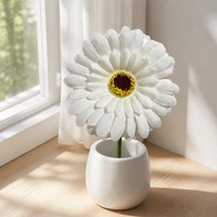 Bunga Gerbera Daisy Sutra Putih Grosir, Tangkai Tunggal 10cm (3.9 Inci), Kepala Bunga 30cm (11.8 Inci), Buatan Tangan, Ringan, Untuk Pernikahan