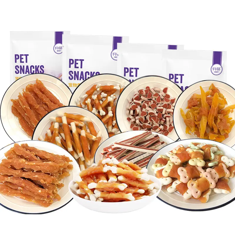 Usine en gros 110g bande de boeuf collations pour chiens friandises pour chiens poulet lyophilisé dés poitrine de poulet congeler sec aliments pour animaux de compagnie