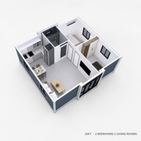 Villa de villégiature modulaire extensible en acier de 40 pieds avec 3 chambres et salle de bain pour île tropicale – Maison conteneur préfabriquée modulaire