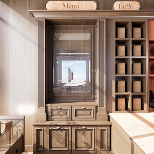 Mostrador de <span class=keywords><strong>Bar</strong></span> de Madera Maciza para Cafetería de Alta Gama, Funciona como Fondo de Exhibición para Pedidos y Estante para Exhibición de Utensilios - Product Image 4