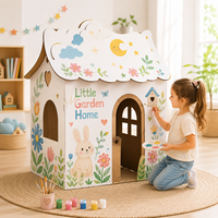 Maison de jeu en carton écologique, recyclable, faite à la main, personnalisée, imprimée à l'écran, pour enfants, pliable, maison en papier DIY, jouet d'intérieur et d'extérieur