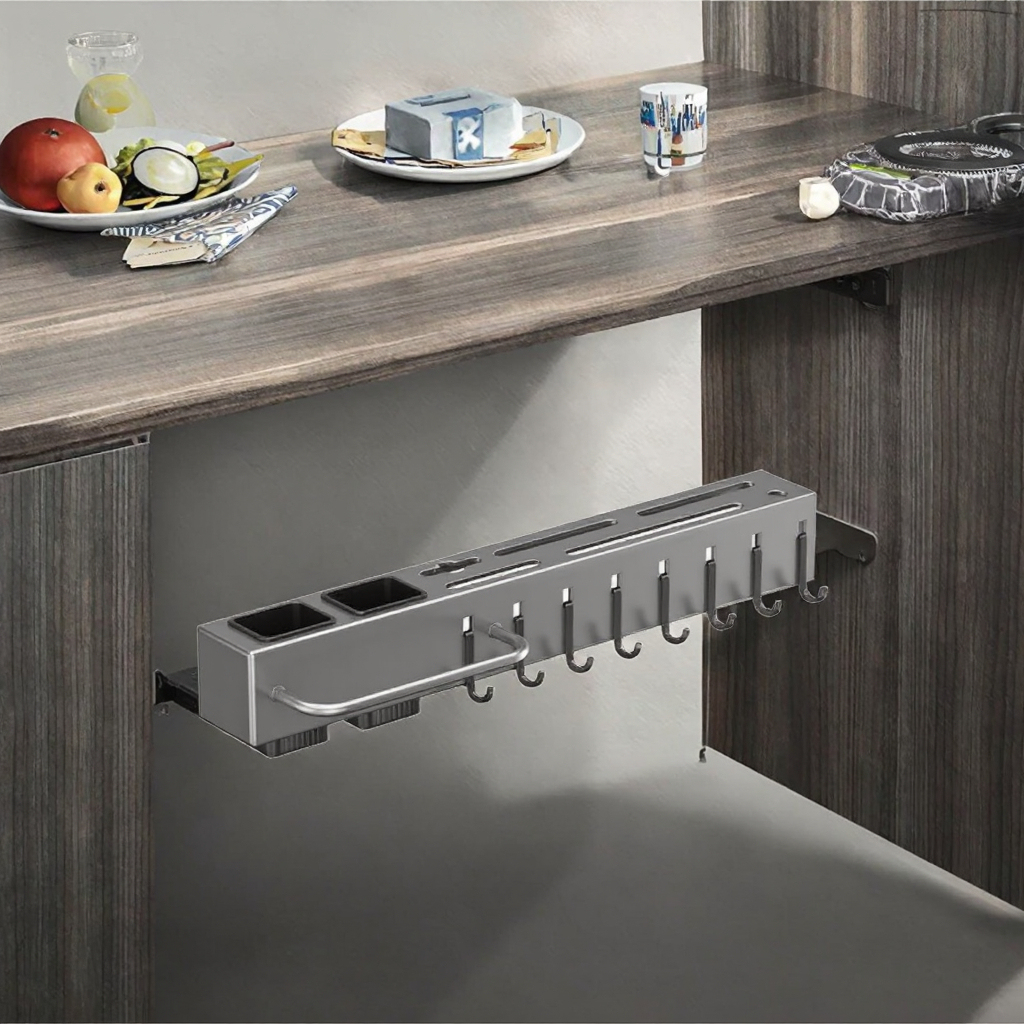 OPULENT Modern Wall-Mounted Carbon Steel Foldable Kitchen Storage Rack Removable Chopsticks Holder Organizer Shelf Kitchenware · image 2