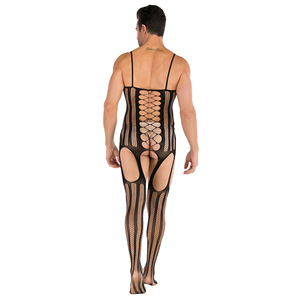 Jacquard Men Sexy Lingerie Underwear Open Crotch Fishnet Bodystocking Wholesale - Product Image 4
