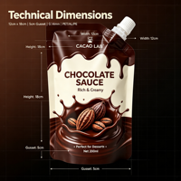 Pochette souple personnalisée avec bec verseur pour sauces alimentaires, en aluminium haute barrière, anti-fuite, réutilisable, pour emballage alimentaire liquide 200ml
