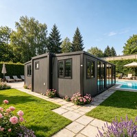 Casa Prefabricada Moderna Lista para Enviar, Villa Prefabricada de 20 y 40 Pies, Casa Modular con Ventana Francesa, Casa Contenedor Expandible para el Borde de la Piscina