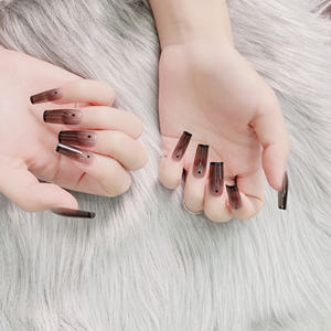 TSZS Medium Square Press on Nails unghie finte lucide unghie acriliche nere per donne e ragazze Private Label - Product Image 6