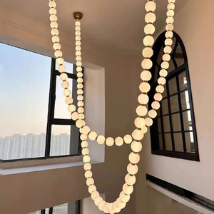Custom moderno lineare perline in alabastro ciondolo Celling illuminazione lampadario per scale <span class=keywords><strong>soggiorno</strong></span> <span class=keywords><strong>cucina</strong></span> Hotel <span class=keywords><strong>arredamento</strong></span> - Product Image 6