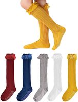 Chaussettes hautes en coton pour bébés filles, chaussettes uniformes à volants, pour nouveau-nés, nourrissons et tout-petits (lot de 3/5) - Grande Vente