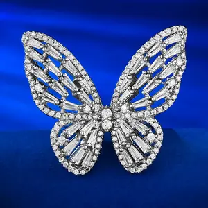 S925 Argent Nouveau Style Personnalisé Exagéré Précision Papillon Pur Argent Large Édition Bijoux Européens et Américains Femmes