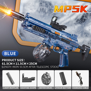 Vente en gros de pistolets à eau électriques rechargeables pour enfants Big <span class=keywords><strong>Mp5k</strong></span> avec flamme sur la bouche, pistolet à eau transparent en plastique de haute qualité - Product Image 6