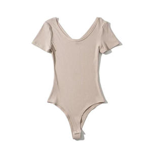 Body de punto de manga corta con cuello redondo y ajuste ceñido estilo dulce para mujer, ideal para verano - Product Image 3