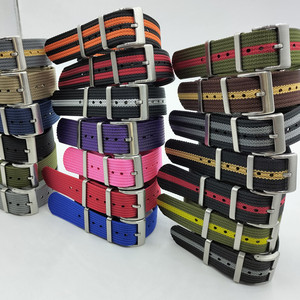 Lionorm 사용자 정의 브레이드 골지 나일론 시계 스트랩 18mm 20mm 22mm 단일 패스 본드 통기성 손목 스트랩 핑크 베이지 블랙 - Product Image 1