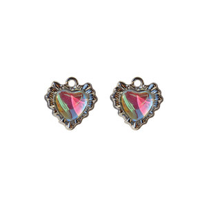 Heart Pendant Zinc Alloy Iridescent Pink Gold Silver Plated Jewelry Findings For DIY Earrings Necklace <b>Bracelet</b> Accessories - Product Image 5