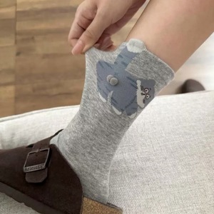 Chaussettes <span class=keywords><strong>originales</strong></span> en coton confortables pour femmes, mi-mollet, tendance printemps-automne, motif dessin animé 3D amusant, taille unique, animaux mignons, sans couture - Product Image 6