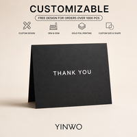 Carte de remerciement minimaliste noire mate personnalisée de haute qualité, logo personnalisé, forme personnalisée, OEM
