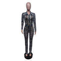 Ensemble 2 pièces sexy en maille pour femme, haut imprimé transparent à manches longues et pantalon évasé, tenue de club grande taille