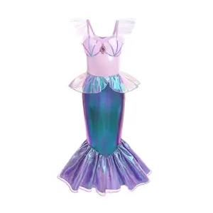 Çocuk Ariel Cosplay parti prenses elbise cadılar bayramı kostüm küçük denizkızı elbise kızlar için Set