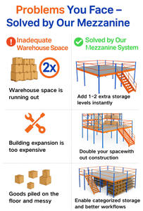 Plateforme de mezzanine en acier, système de rayonnage de stockage en mezzanine à plusieurs niveaux, robuste, pour entrepôt - Product Image 2