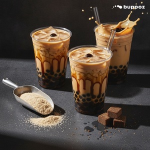 Poudre de thé au lait au sucre roux 1kg Sac Halal HACCP pour les magasins de bubble tea et de thé au lait Emballage en vrac - Product Image 5