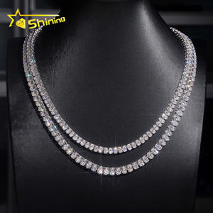 سلسلة تنس فاخرة من الموسانيت بيضاوية الشكل، مصنوعة من الفضة الإسترلينية عيار 925 مطلية بالذهب، تجتاز اختبار الألماس، قلادة تنس من الموسانيت، سلسلة متألقة - Product Image 6