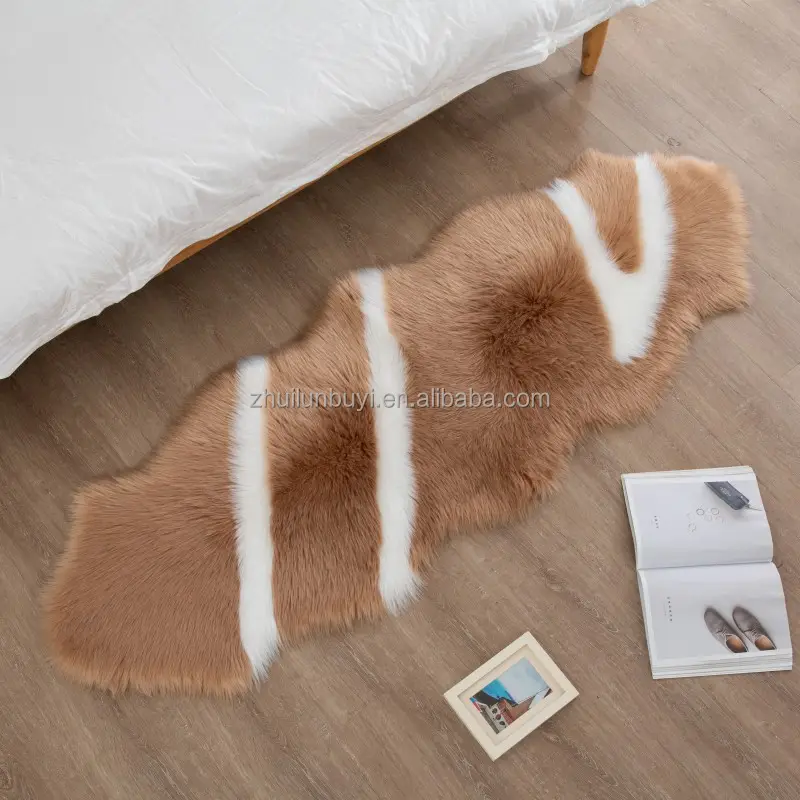 China factory wholesale imitation wool mat comfortable faux sheepskin plush carpet light luxury carpet and rugs