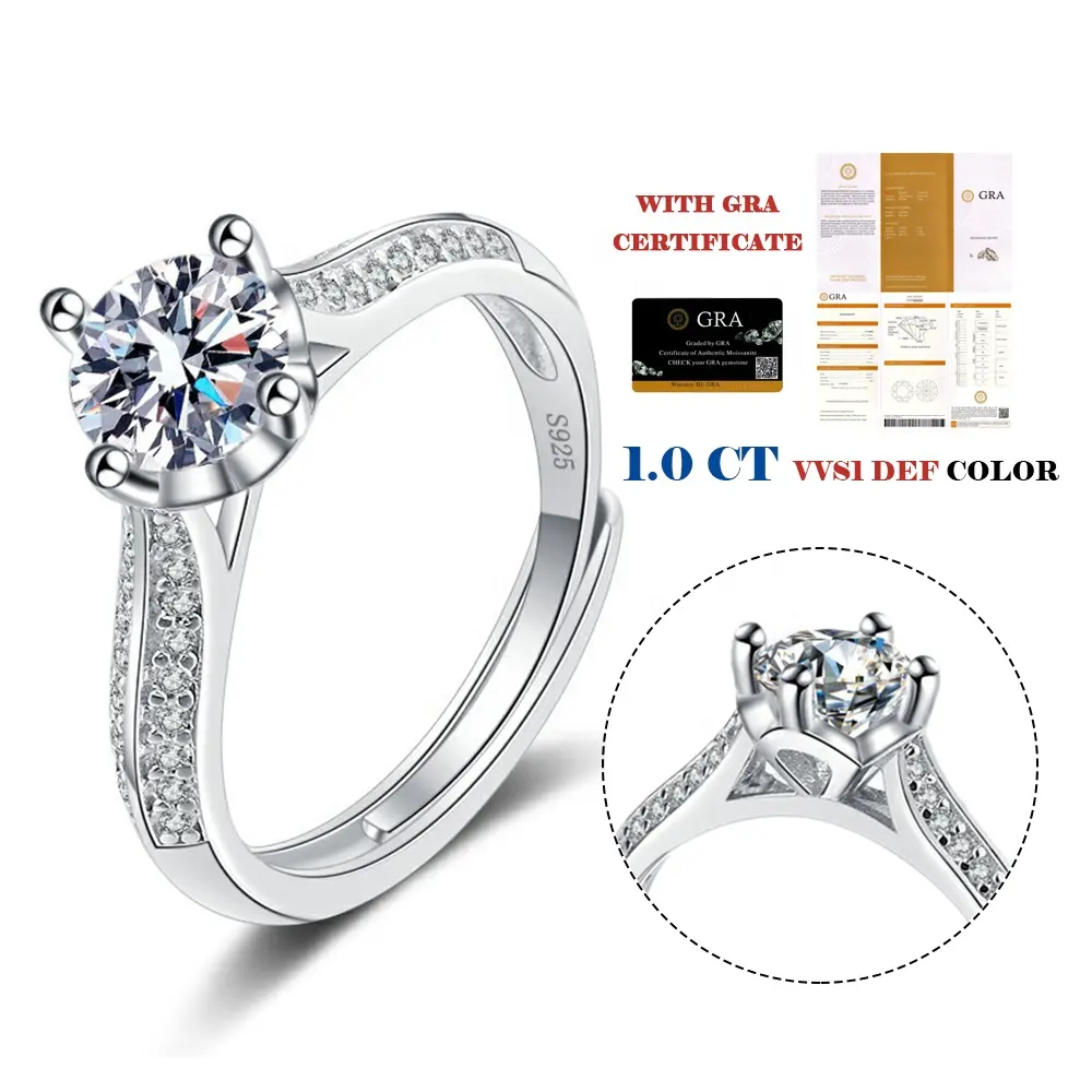 2023 Luxury Engagement Ring Diamond Moissanite Dainty 925 Silver Ring CZ Zirconia Stone 925 Sterling Silver Ring