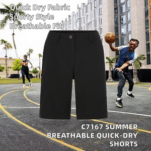 Shorts de sport écologiques pour hommes, taille élastique, mi-haute, à carreaux, tissés, respirants et à séchage rapide pour l'été - Product Image 2