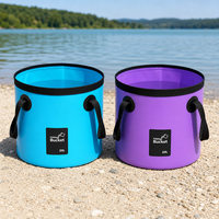 Seau pliable personnalisé avec logo, 20 L, sac à eau en PVC imperméable avec poignée noire, essentiels de voyage pour le camping, la pêche, le lavage de voiture