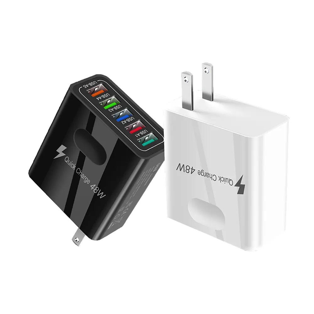 Adaptateur chargeur rapide personnalisé 48W 3.1A USB C 5 ports téléphone 5 USB chargeur multifonction