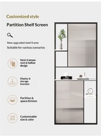 Paravent moderne minimaliste personnalisé en acier inoxydable découpé au laser, imperméable, à rainures, avec étagère de rangement