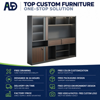 Meuble de bureau moderne en bois, armoire derrière le bureau avec credenza de direction, design en bois pour espaces de travail commerciaux