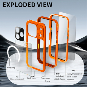 Custodia Impermeabile Lusso Arancione Antipolvere Subacquea per iPhone 17 Pro Max, Custodia Mars Resistente all'Acqua con Cinghia da Polso - Product Image 3