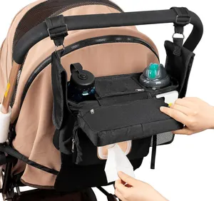 Harga grosir organizer popok bayi tas caddy organizer kereta bayi dengan pemegang cangkir terisolasi
