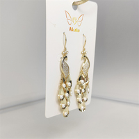 Vente en gros de nouvelles boucles d'oreilles tendance en plaqué or avec paon et perles bijoux tendances pour femmes et filles