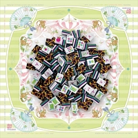 Alas Permainan Mahjong Amerika 160 Ubin Leopard Luxe dengan Motif Pastel Mint Carnival, Melamin Modern Berukir 4 Lapis 1-1/4 inci untuk Poker