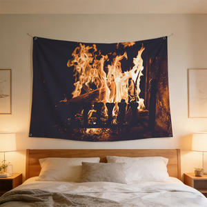 Bandera de <span class=keywords><strong>Chimenea</strong></span> con Diseño de <span class=keywords><strong>Fuego</strong></span> Ardiente de 90x150cm, Cálida para Cualquier Espacio - Ideal para Cafés, Bares, Hogares y Fiestas - Product Image 3