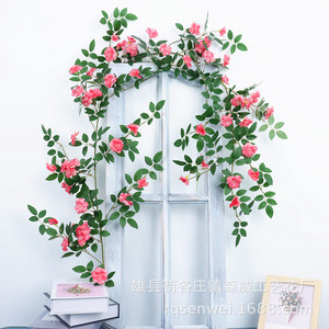 ดอกกุหลาบประดิษฐ์สีชมพูขาว ทำจากพลาสติก สำหรับตกแต่งผนังบ้าน - Product Image 3