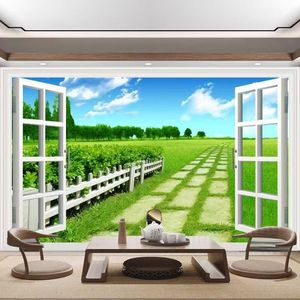 Mural <span class=keywords><strong>de</strong></span> Ventana con Paisaje Costero, Decoración para Sótanos y Hoteles, Papel Tapiz Removible Resistente a la Humedad - Product Image 2