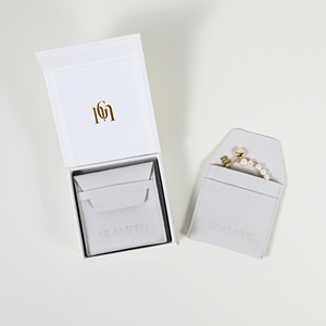 GLAMPKG Printed LOGO Luxury Closure Magnetic Jewelry Box Microfiber <b>Envelop</b> Pouch for Jewellery <b>Gift</b> Paper Packaging - Product Image 3